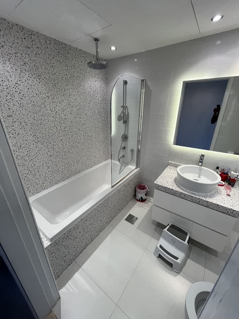 Interior look of the bathroom after a complete bathroom wrapping service work done by wrap star