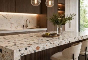 Quartz and terrazzo effect Quartz and terrazzo effect